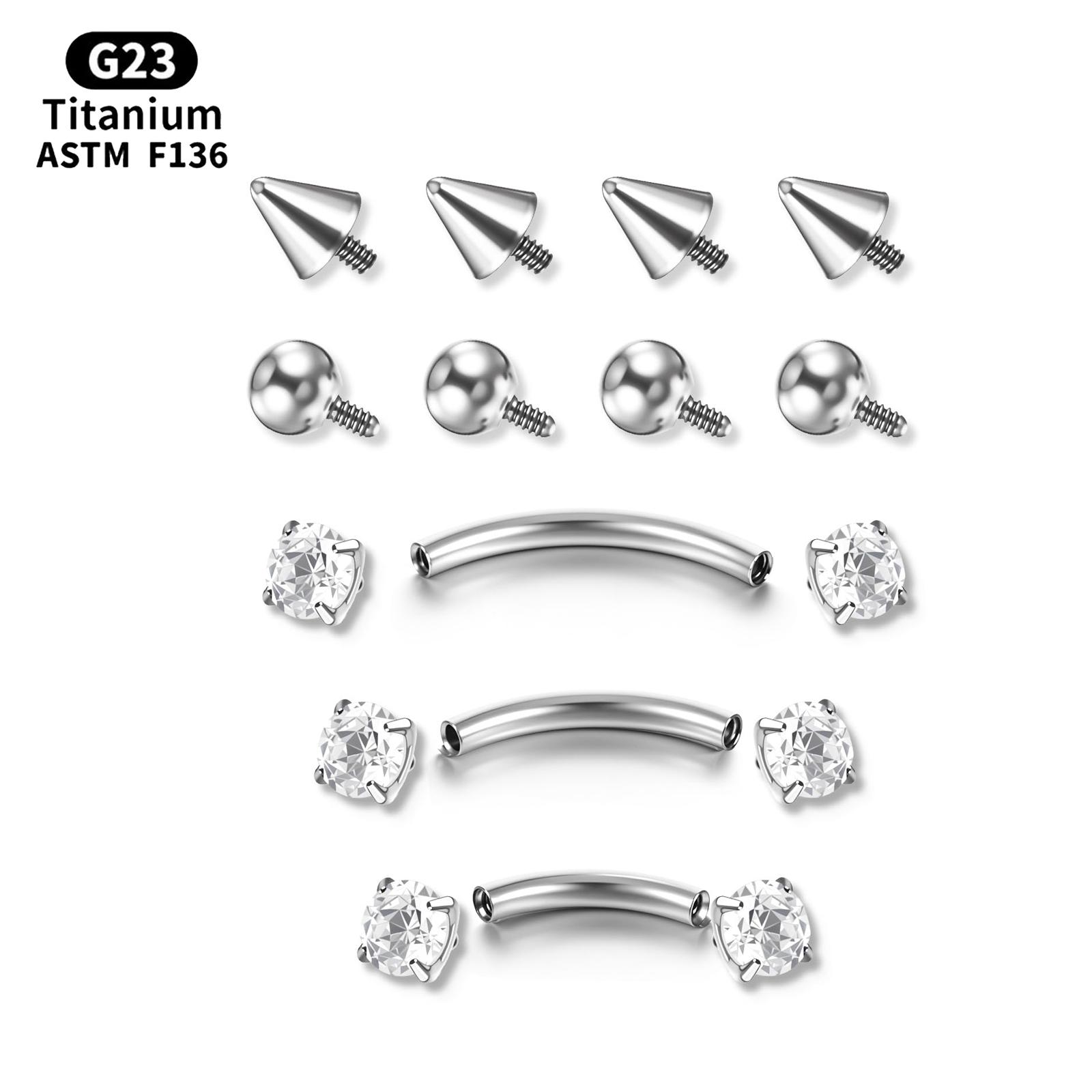 Body Jewelry Vertical Labret - 17 Stück / Set Titan Innenfaden