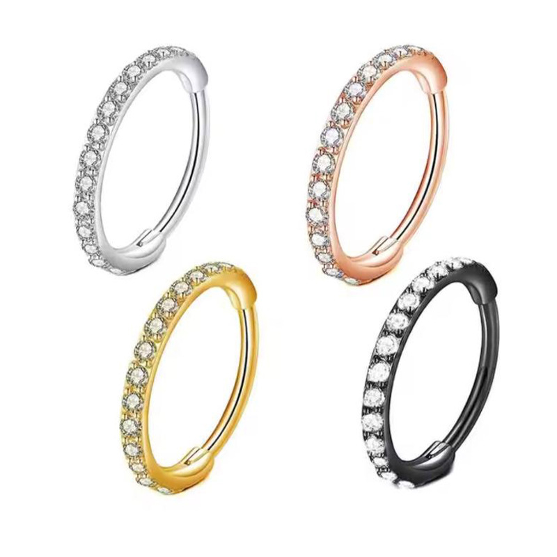 Body Jewelry Septum - 16G Klarer CZ Nasenring Hoop aus