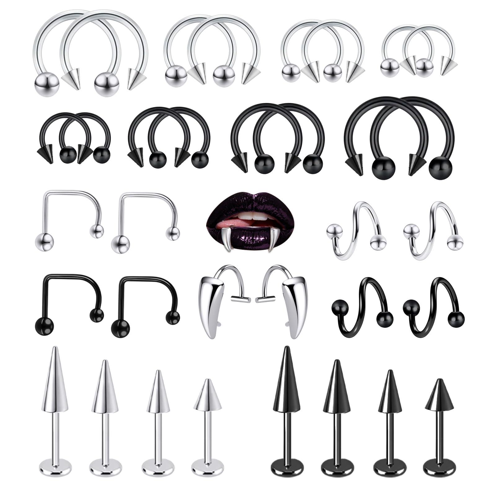Body Jewelry Vertical Labret - 34pcs/Set 16G Schlangenbiss Piercing Labret Schmuck