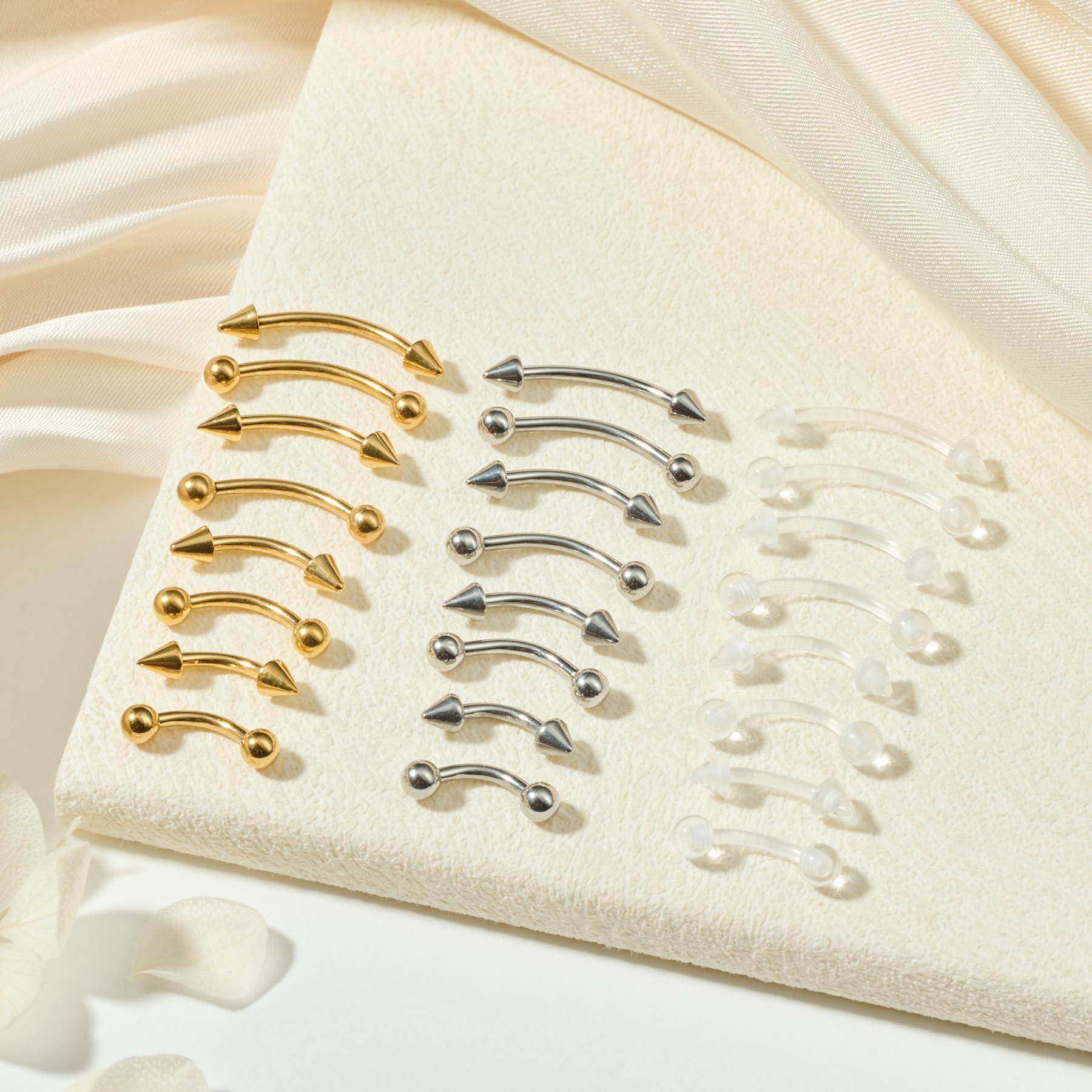 Body Jewelry Vertical Labret - 24 Stück 16G Edelstahl Gebogene Barbell