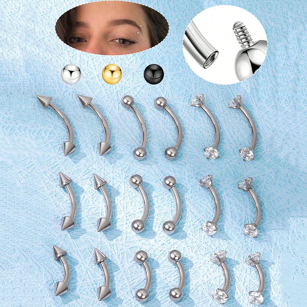 Body Jewelry Vertical Labret - 6 Stück 16G Edelstahl kleine gebogene