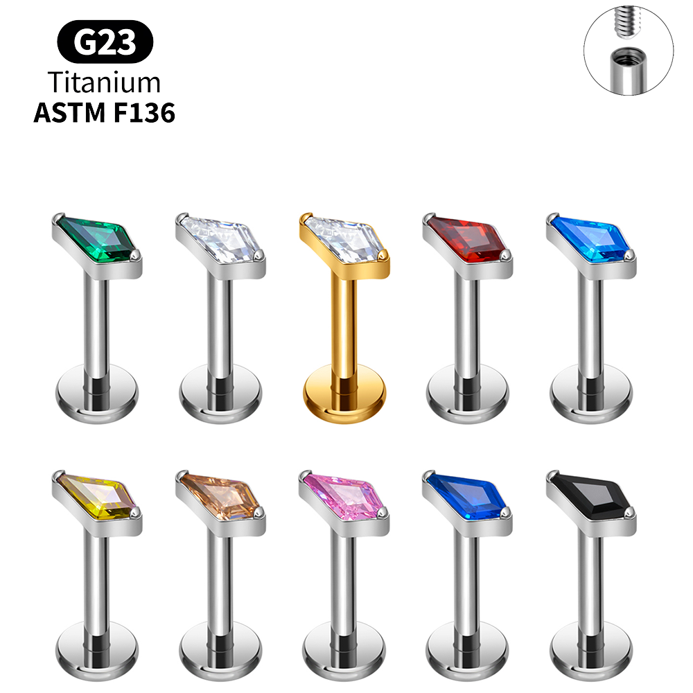 Body Jewelry Vertical Labret - Titan Kite CZ Internes Gewinde Labret