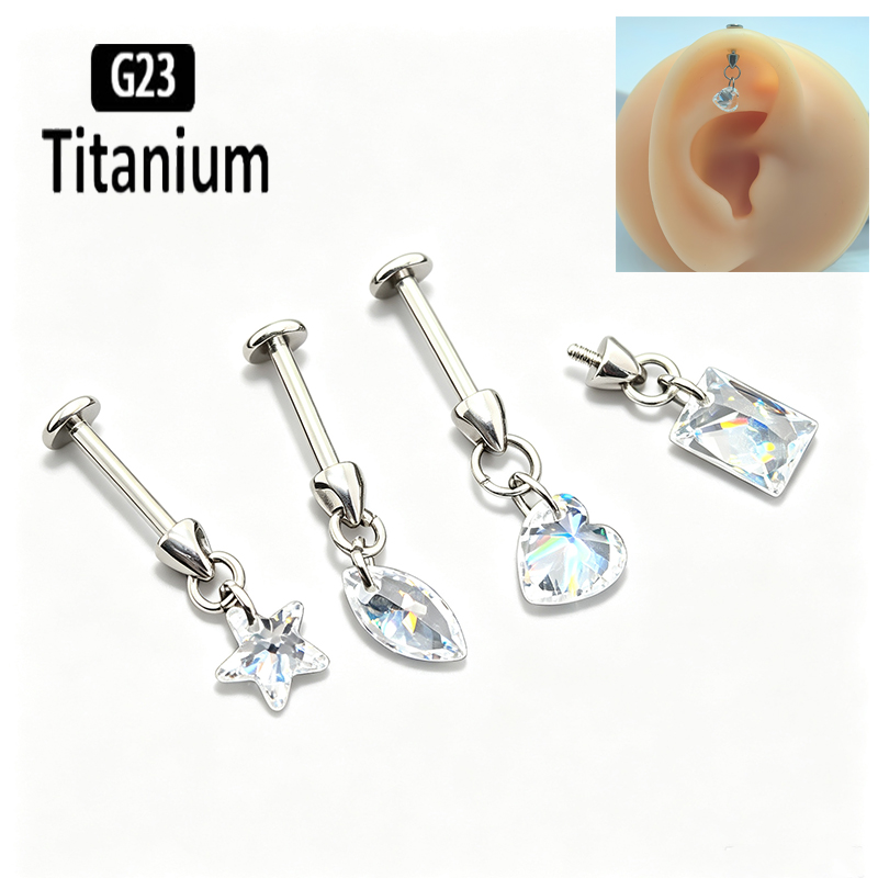 Body Jewelry Vertical Labret - G23 Titan Piercing mit vertikalem Innengewinde,