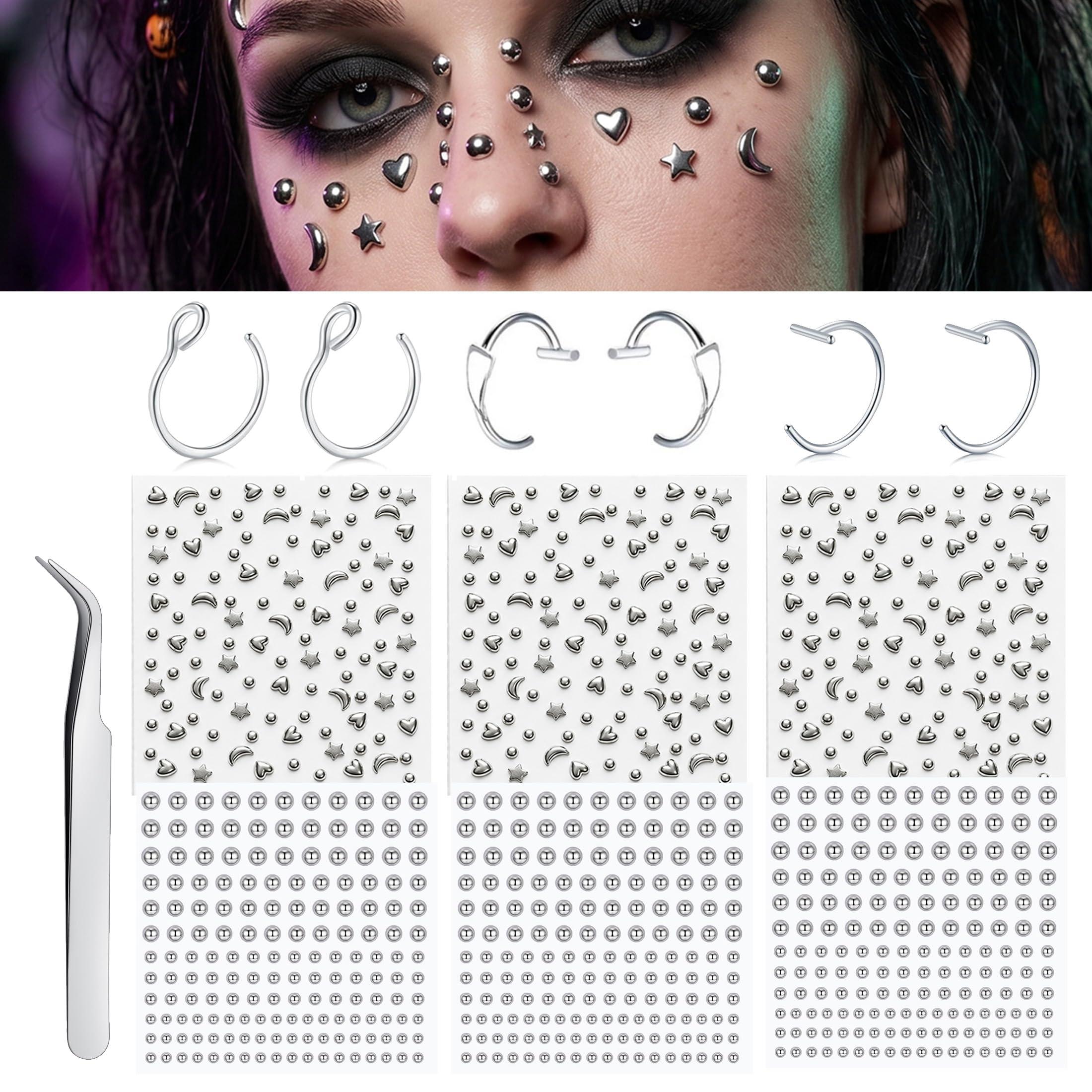 Body Jewelry Stickers - Künstliche Piercing-Kugeln zum Aufkleben, Nasenstecker, Fake