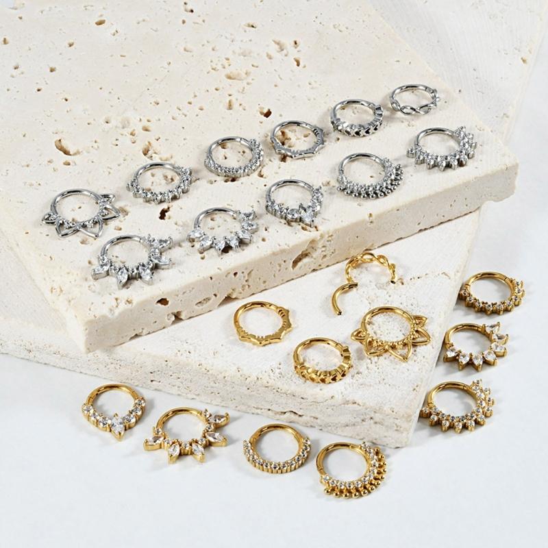 Body Jewelry Septum - 31BB Kristall-Nasen-Ohr-Knorpel-Ring, stilvoller Septum-Ring, Edelstahl-Körperschmuck
