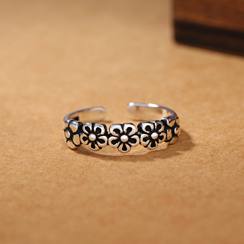 Body Jewelry Wholesale - 925 Sterling Silber Retro Blume verstellbare