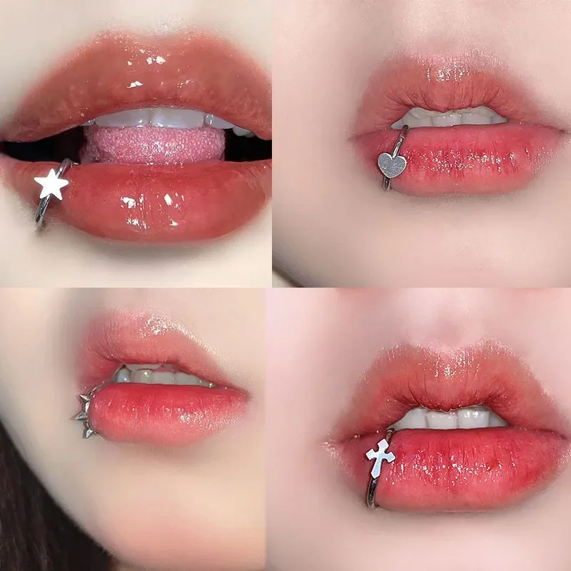 Body Jewelry Vertical Labret - Edelstahl Lippen ring klappbar Stern bisse