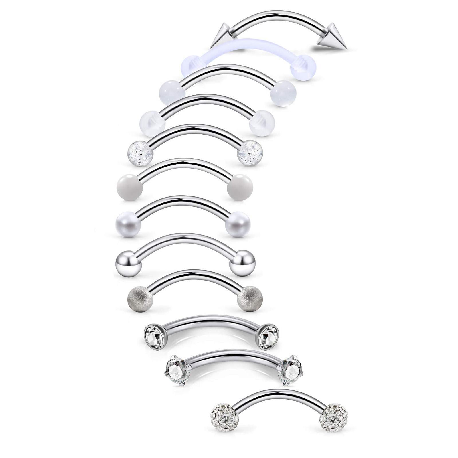 Body Jewelry Vertical Labret - 10/11/12pcs 16G Edelstahl gebogen Barbell Rook