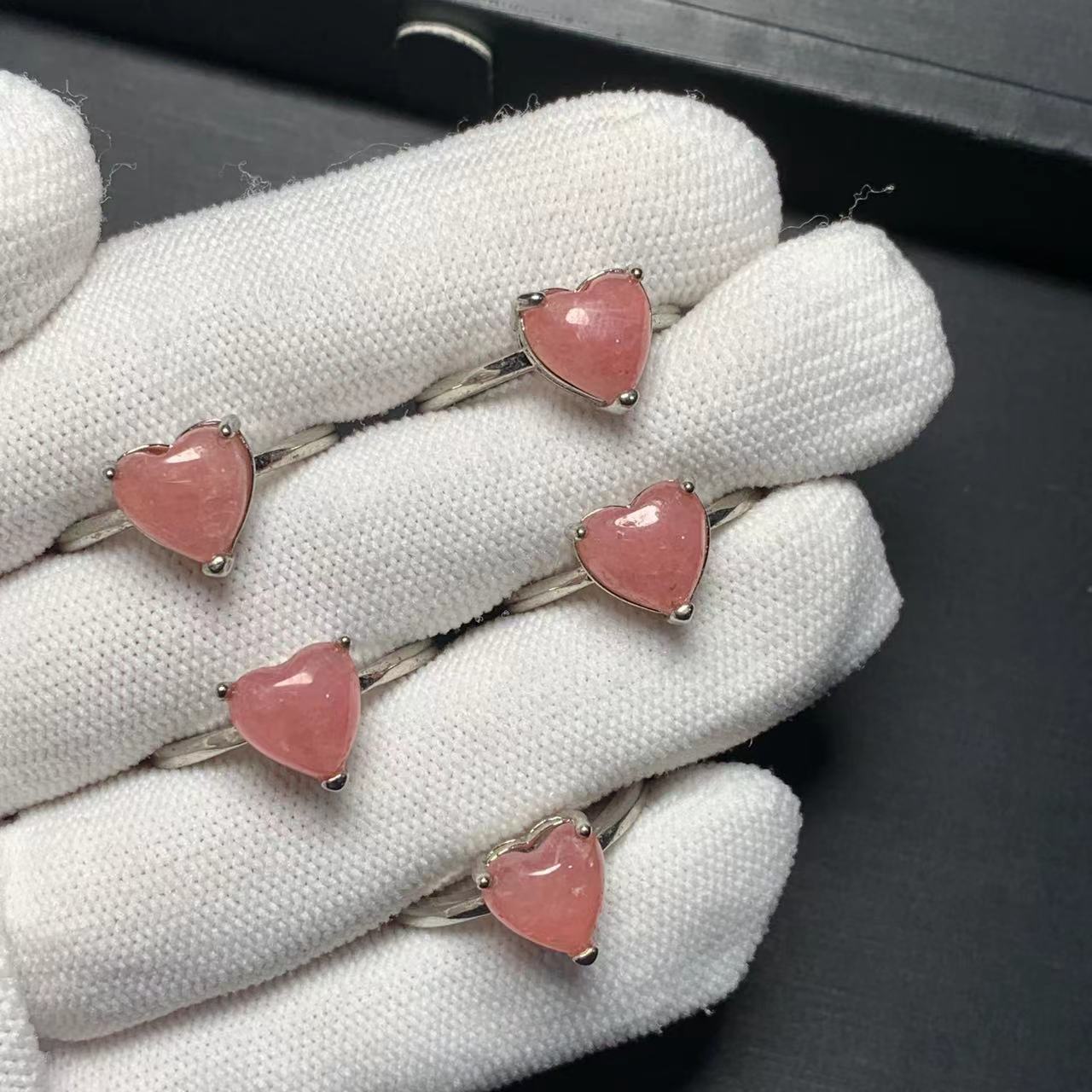 Body Jewelry Wholesale - Herz Natürlicher Rhodochrosit Ring Einstellbarer Damenring