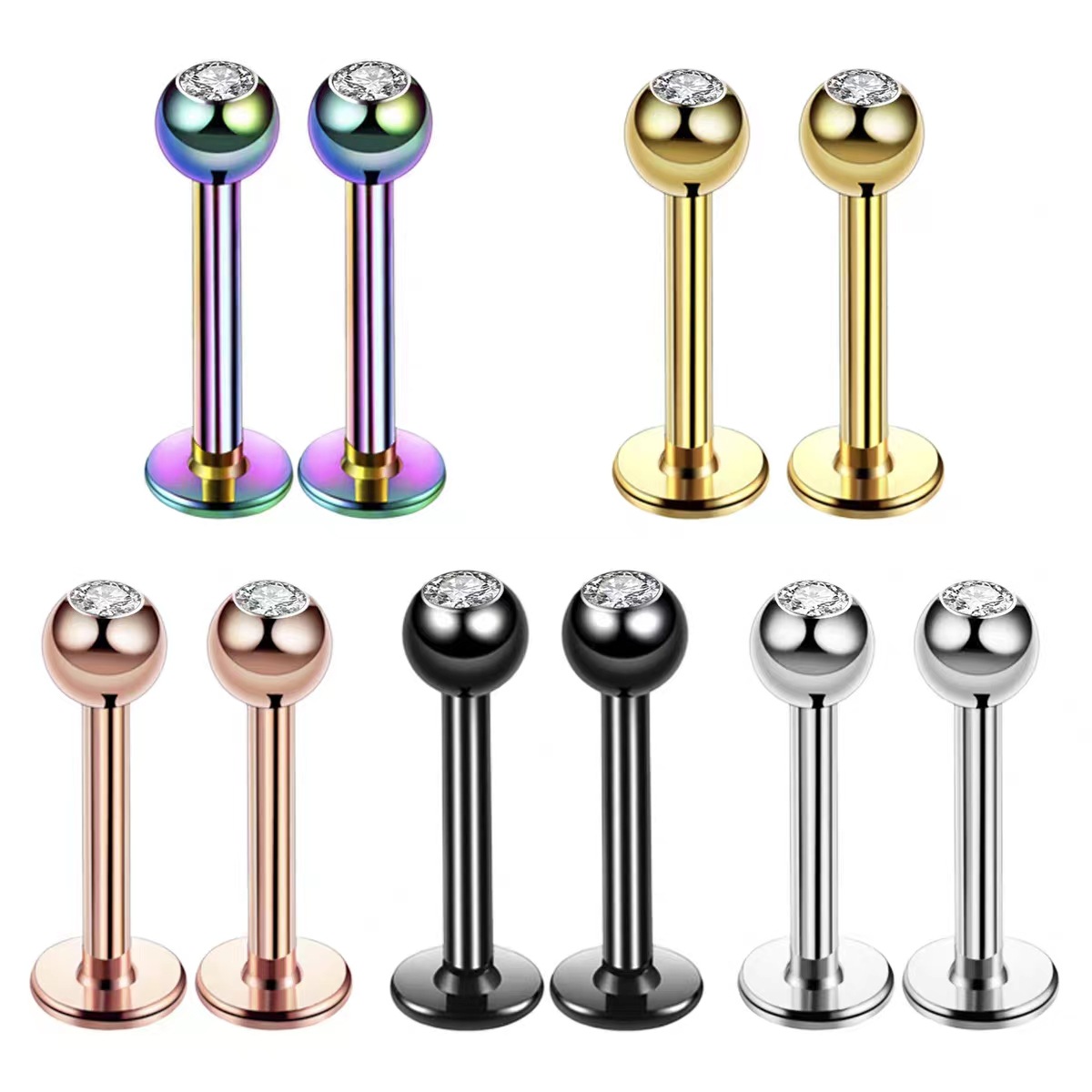 Body Jewelry Septum - 16G Chirurgischer Stahl Kugelkopf CZ Lippen-Septum-Stud