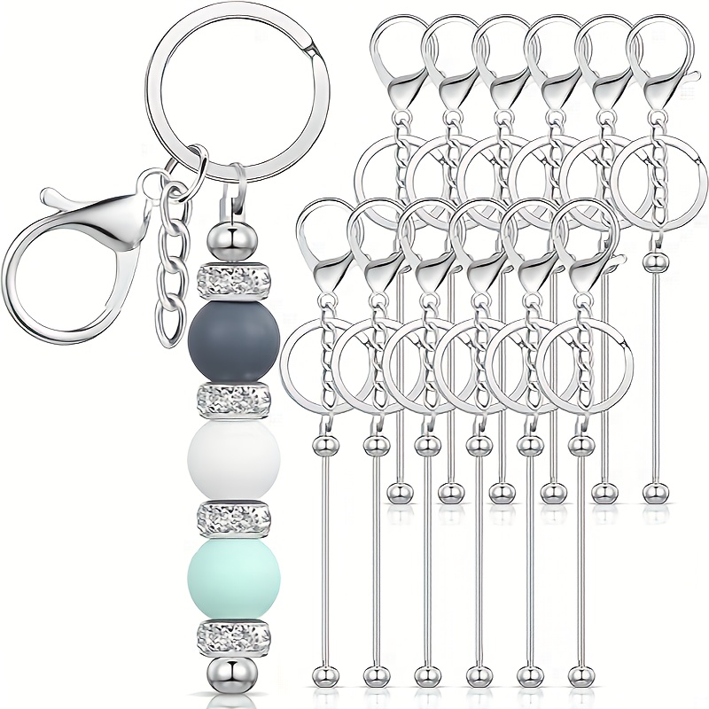 Body Jewelry Unique - 12-teiliges abnehmbares Schlüsselanhänger-Set aus Eisen, silberfarbener