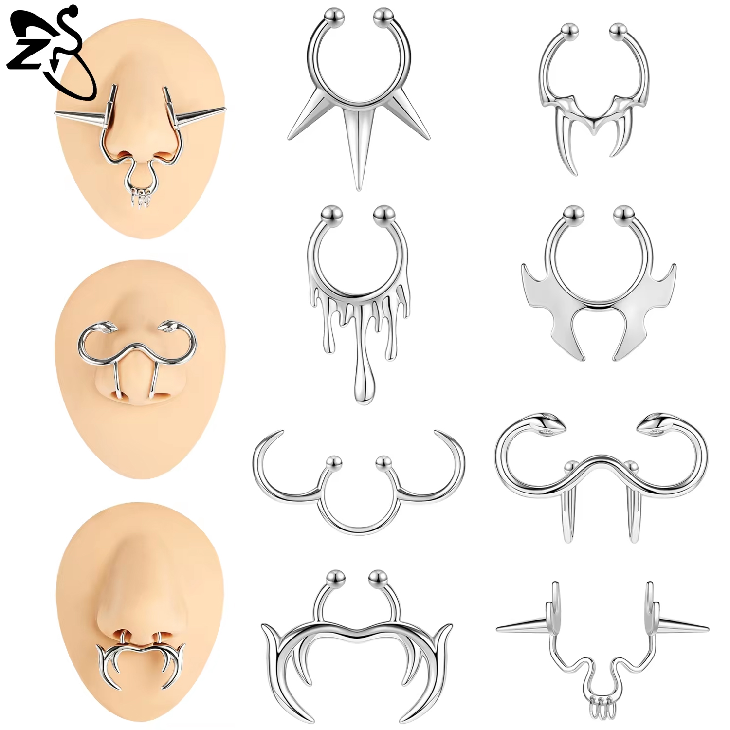 Body Jewelry Septum - ZS 1-teiliger Punk-Stil, gefälschter Septum-Ring für