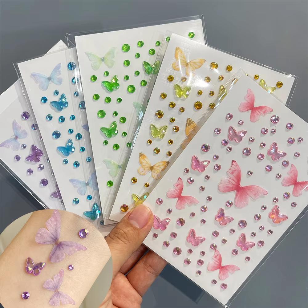 Body Jewelry Stickers - 1 Blatt Augen Gesicht Make-up Schmetterling