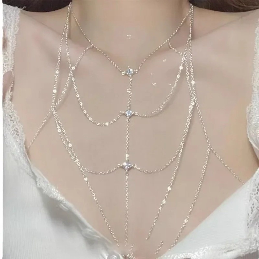 Glitzernde Strass-Brustkette,  – Body Jewelry Unique Bewertung und Preis