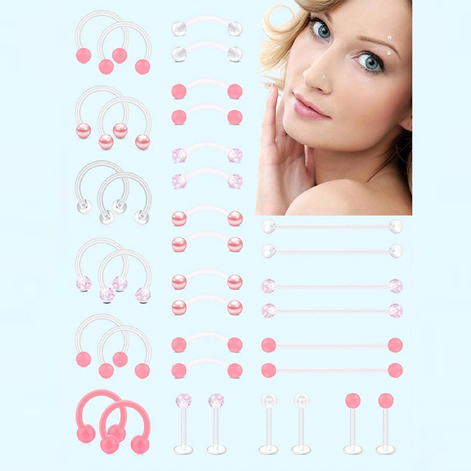 12pcs Klar Rosa Industrie Pier – Body Jewelry Vertical Labret Bewertung und Preis