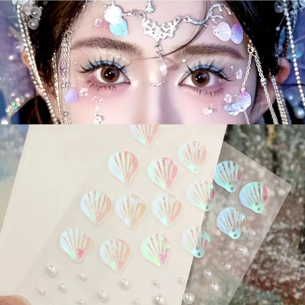 1Sheet Iridescent Shell Mixed  – Body Jewelry Stickers Bewertung und Preis