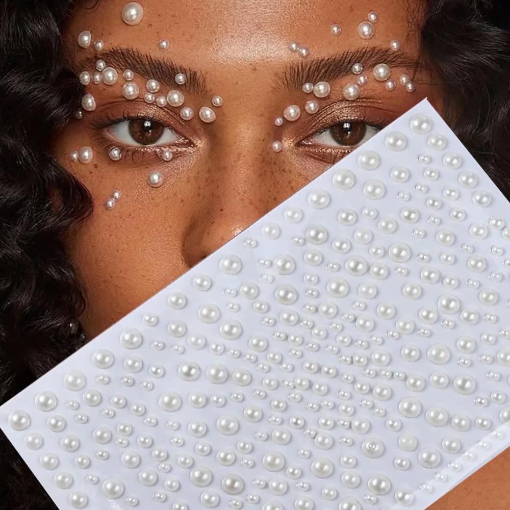 1 Blatt Weiße Perlen-Strass Ge – Body Jewelry Stickers Bewertung und Preis