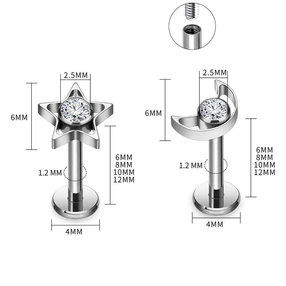 G23 Titan Stern-Mond-Labret-Se – Body Jewelry Vertical Labret Bewertung und Preis